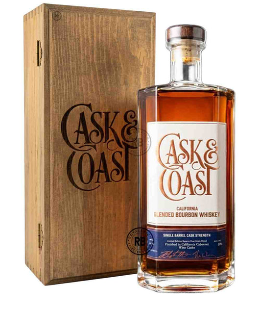 Cask and Coast California Blended Reserve Four Grain Whiskey /w Wood Gift Box 700 ml